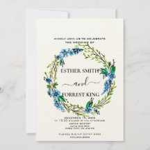 Elegant Blue Flowers Paarse Berries Floral Wedding