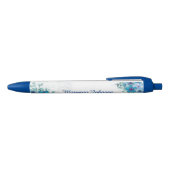 Elegant Blue Flowers Personalised Ink Pen (Bovenkant)