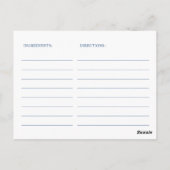 Elegant Blue Flowers Vrijgezellenfeest Recipe Kaar Briefkaart (Achterkant)