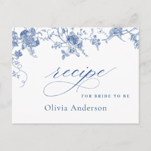 Elegant Blue Flowers Vrijgezellenfeest Recipe Kaar Briefkaart