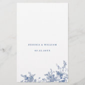 Elegant Blue  Flowers Weddenrenmenu (Achterkant)