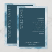 Elegant Blue Formal Ceremony Schedule Programma (Voorkant / Achterkant)