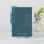 Elegant Blue Formal Ceremony Schedule Programma (Staand voorkant)