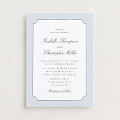 Elegant Blue Frame Classic Wedding Invitation Kró