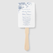 Elegant Blue France Flowers Wedding Programme Handwaaier (Voorkant)