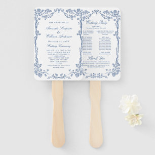 Elegant Blue France Flowers Wedding Programme Handwaaier