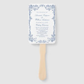 Elegant Blue France Flowers Wedding Programme Handwaaier (Voorkant)