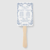 Elegant Blue France Flowers Wedding Programme Handwaaier (Achterkant)
