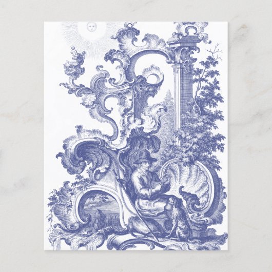 Elegant Blue French Baroque Toile Flyer (Voorkant)