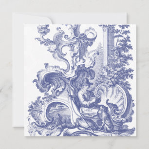 Elegant Blue French Baroque Toile Kaart