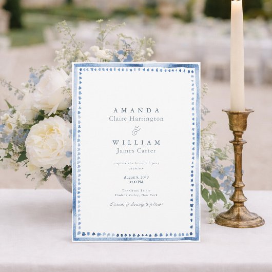 Elegant Blue French Estate Wedding Invitation 