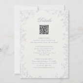 Elegant Blue French Floral Wedding Invitation (Dos)