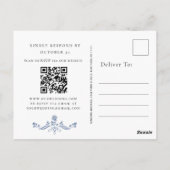 Elegant  Blue French Garden Wedding RSVP Briefkaart (Achterkant)