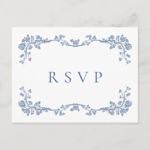 Elegant  Blue French Garden Wedding RSVP Briefkaart