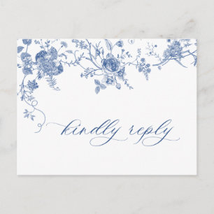 Elegant  Blue French Garden Wedding RSVP Briefkaart