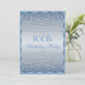 Elegant Blue French Lace 100th Birthday Kaart (Staand voorkant)