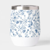 Elegant Blue French Toile Pattern Monogram Name (Arrière)