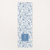 Elegant Blue French Toile Pattern Monogram Name  Yogamat (Voorkant)