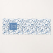 Elegant Blue French Toile Pattern Monogram Name  Yogamat (Voorkant (horizontaal))