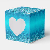 Elegant Blue Frost Sparkle Heart Favor Box Bedankdoosjes (Voorkant Zijde)