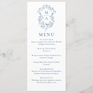 Elegant Blue Garden Flowers Weddenschap Menu