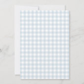 Elegant Blue Gingham Cross Boy Baptism Kaart (Achterkant)