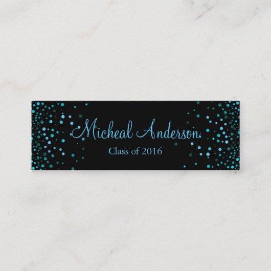 Elegant Blue Glitter Afstuderen Name Card Contactkaartje (Voorkant)