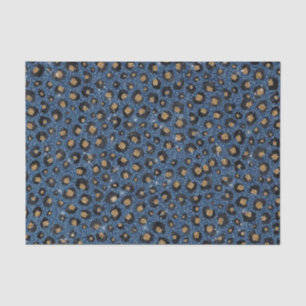 Elegant Blue Glitter Black Gold Leopard Print Tissuepapier