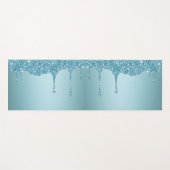 Elegant Blue Glitter Custom Name Yoga Mat (Voorkant (horizontaal))