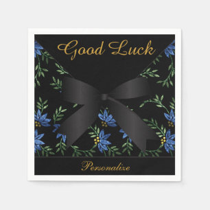 *Elegant Blue Glitter Floral Servetten