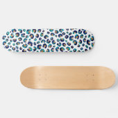Elegant Blue Glitter Leopard Animal Print Skateboard (Horizontaal)