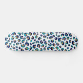 Elegant Blue Glitter Leopard Animal Print Skateboard (Horizontaal)