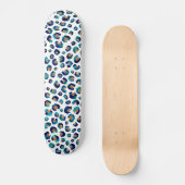 Elegant Blue Glitter Leopard Animal Print Skateboard (Voorkant)