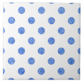 Elegant Blue Glitter Polka Dots Pattern Tegeltje (Voorkant)