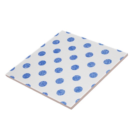 Elegant Blue Glitter Polka Dots Pattern Tegeltje (Zijkant)