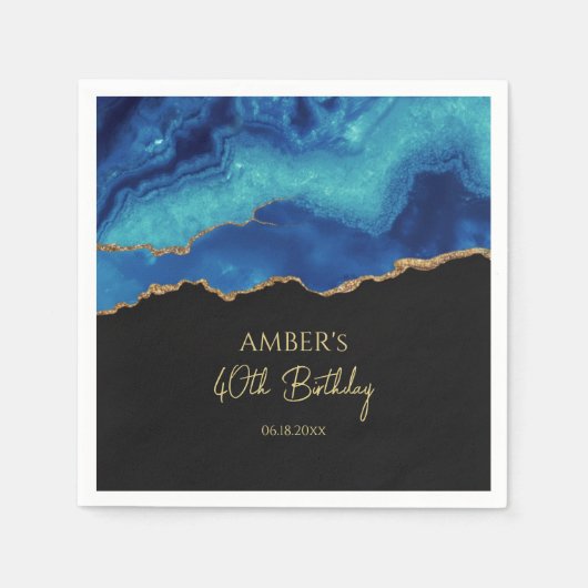 Elegant Blue Gold Abstract Marble Design Servet (Voorkant)