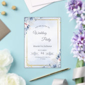Elegant Blue & Gold Acrylic Wedding Invitation Acryl Uitnodigingen (Insitu (Huwelijk))