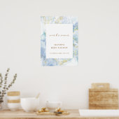 Elegant Blue Gold Agaat Boy Baby shower Welkom Poster (Keuken)