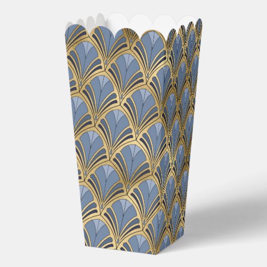 Elegant Blue Gold Art Deco Pattern Bedankdoosjes (Achterkant)