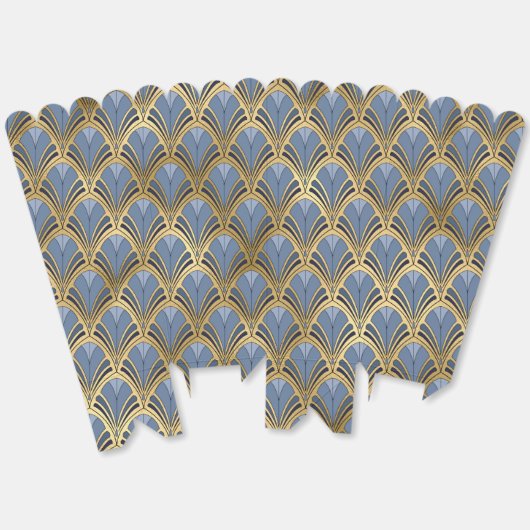 Elegant Blue Gold Art Deco  Pattern Bedankdoosjes (Ongevouwen)