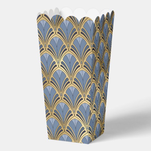 Elegant Blue Gold Art Deco  Pattern Bedankdoosjes (Voorkant)