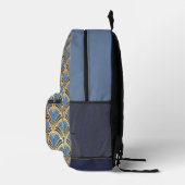 Elegant Blue Gold Art Deco  Pattern Bedrukte Rugzak (Rechts)