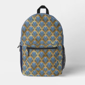 Elegant Blue Gold Art Deco  Pattern Bedrukte Rugzak (Voorkant)