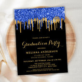 Elegant Blue Gold Black Glitter Drivers Afstuderen Briefkaart