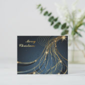 Elegant Blue & Gold Briefkaart (Staand voorkant)