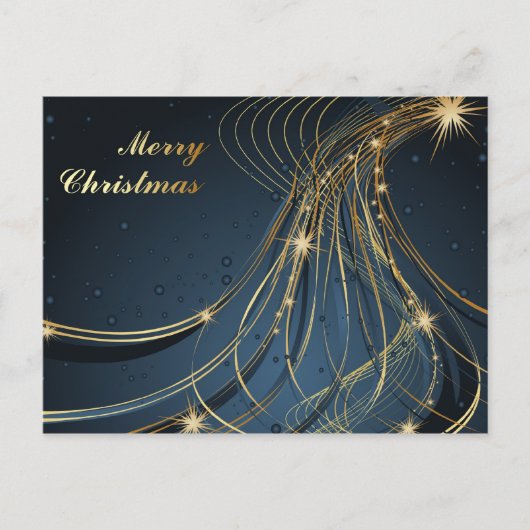Elegant Blue & Gold Briefkaart (Voorkant)