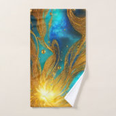 Élégant Blue Gold Burst Salle de bain ensemble de  (Serviette à main)