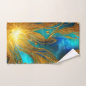 Élégant Blue Gold Burst Salle de bain ensemble de  (Serviette à main)
