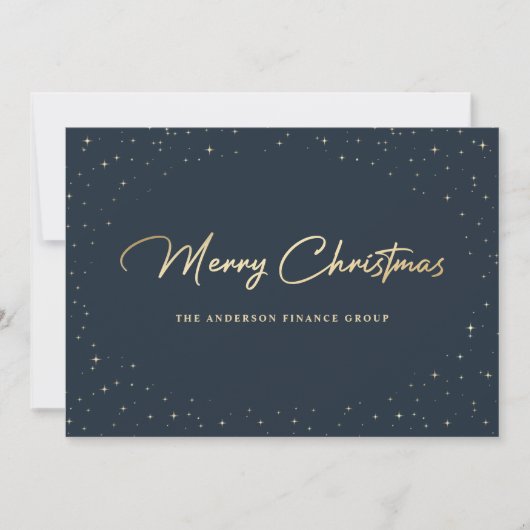 Elegant Blue Gold Business Christmas Card Feestdagenkaart (Voorkant)