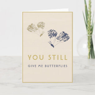 Elegant Blue Gold Butterflies Wedding Jubileum Feestdagen Kaart